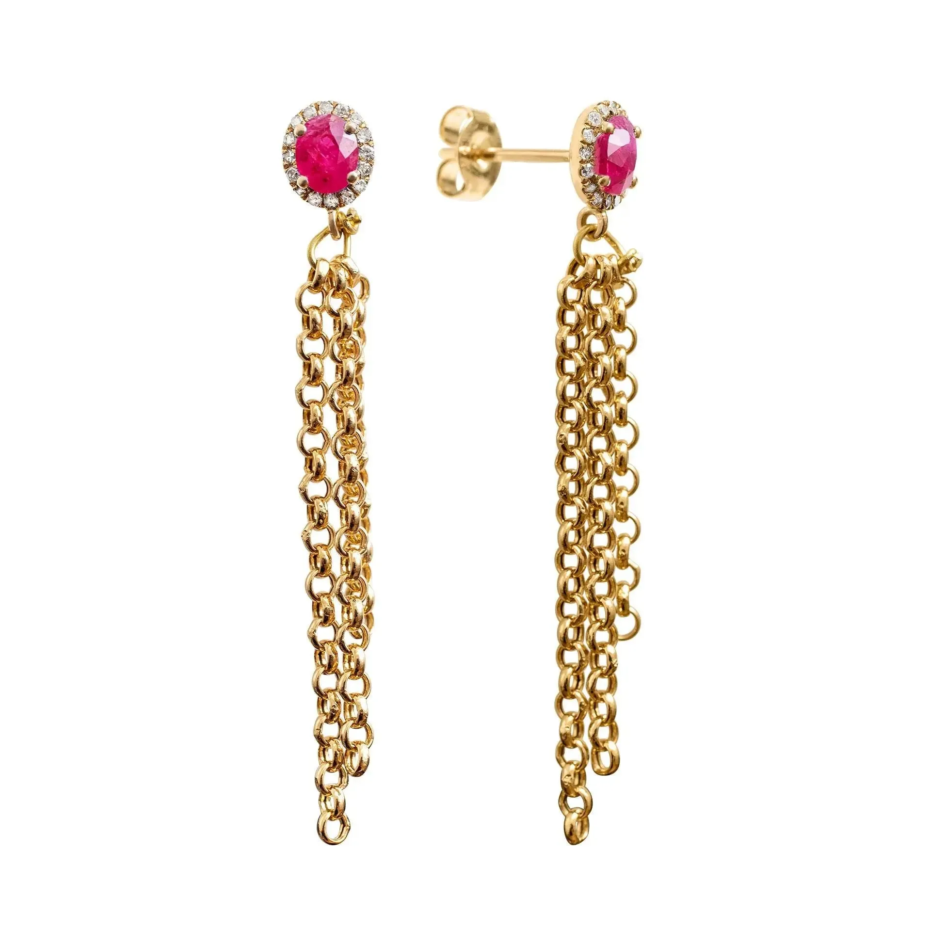 Ruby Gemburst Diamond Chain Studs