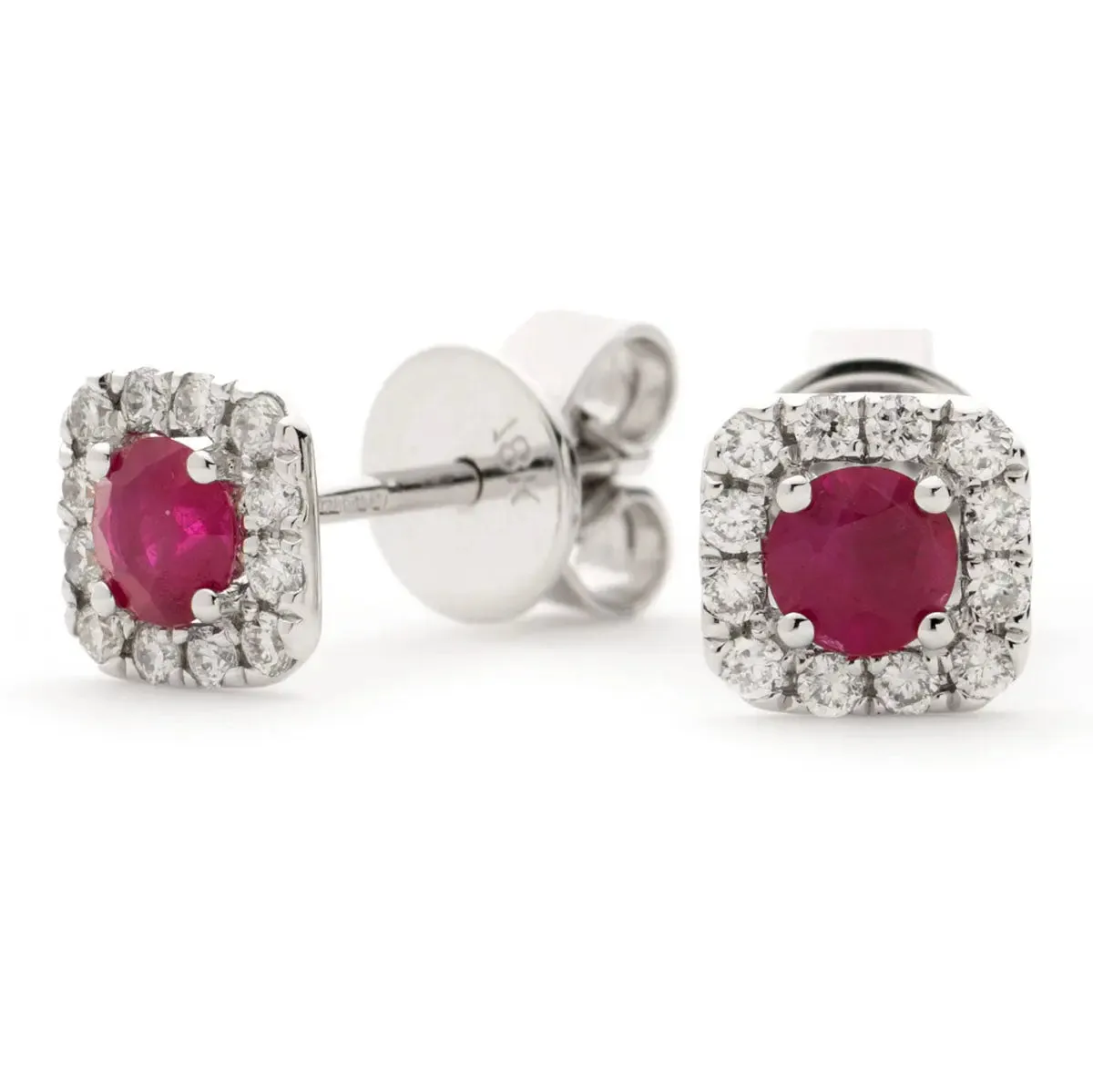 RUBY HALO STUD EARRINGS