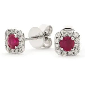 RUBY HALO STUD EARRINGS