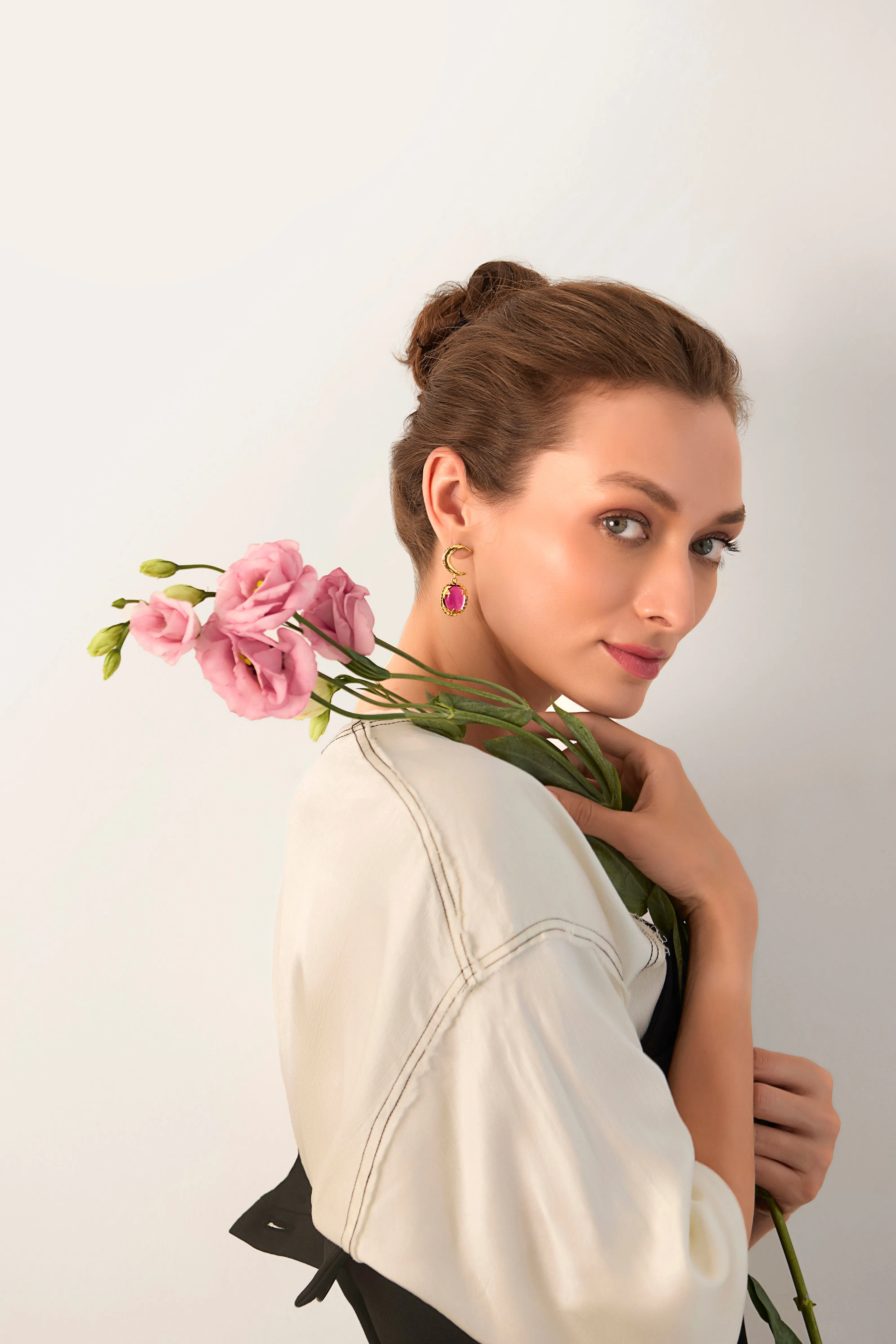 Ruby Moon Earrings