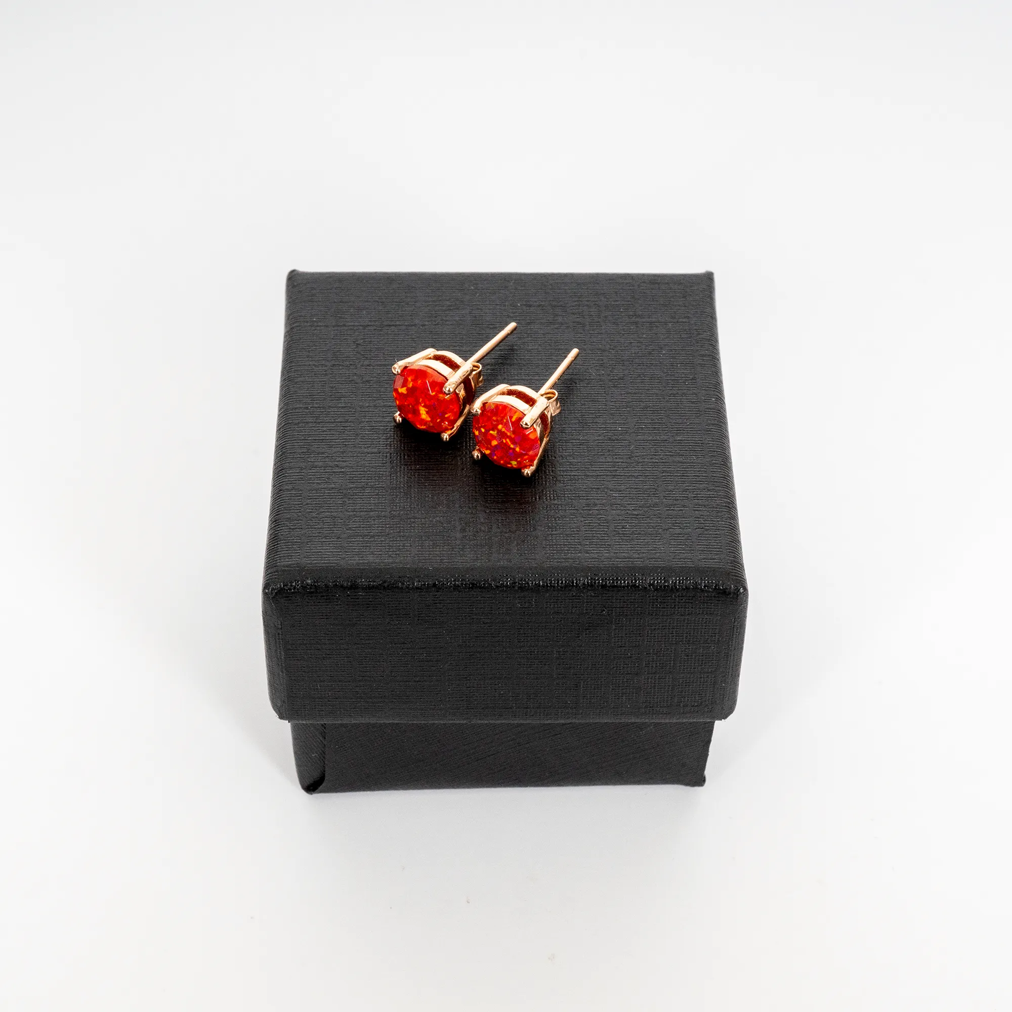 Ruby Red Opal Stud Earrings