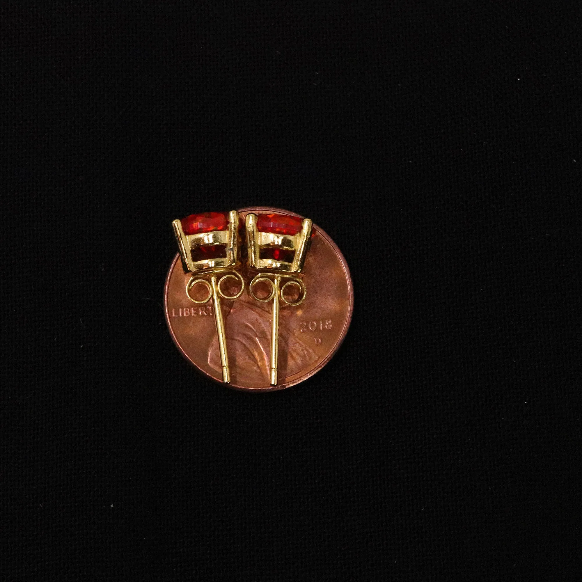 Ruby Red Opal Stud Earrings