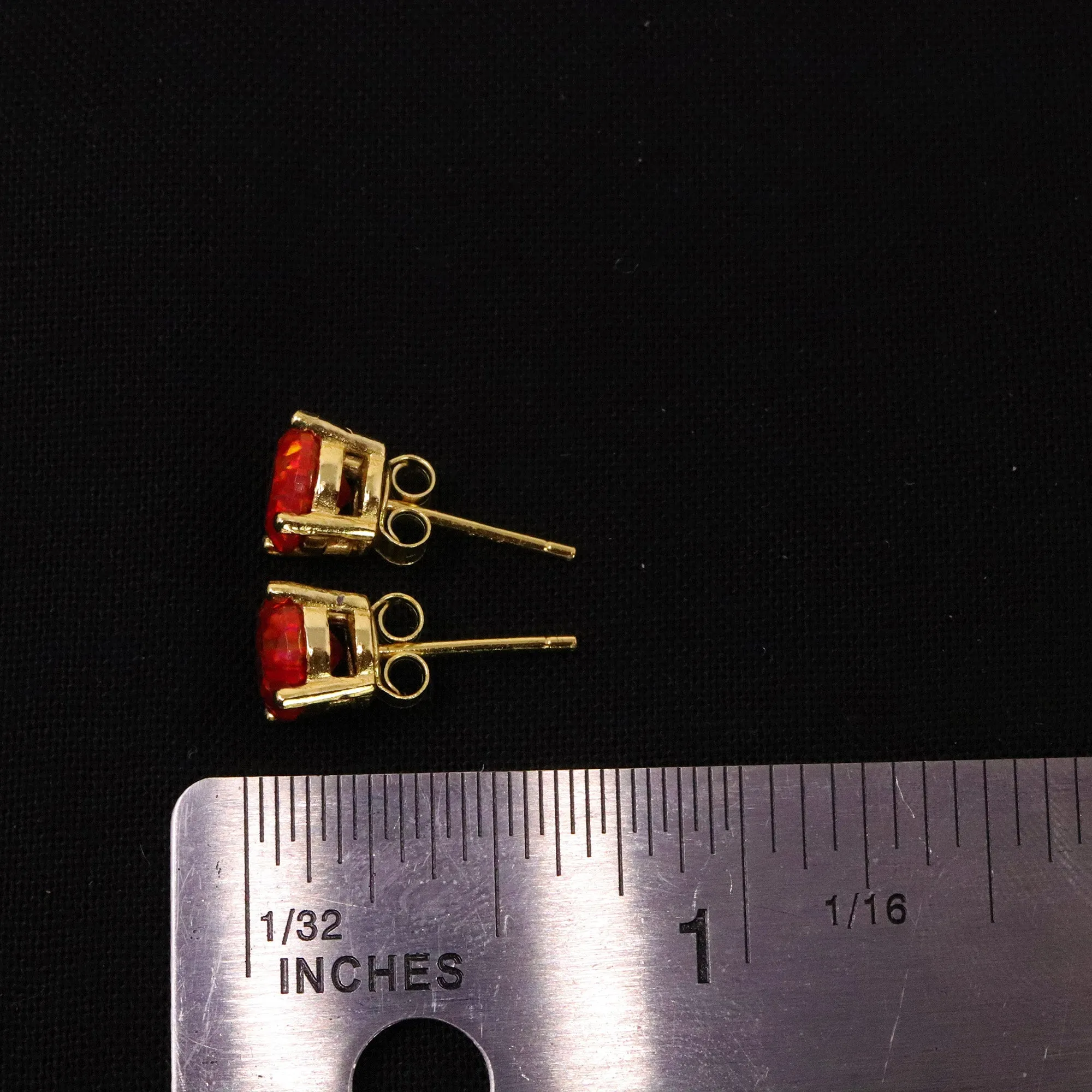 Ruby Red Opal Stud Earrings