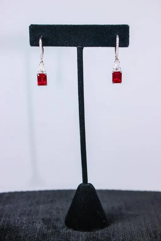 RUBY Trillion Diamond 14 Karat White Gold Drop Earrings