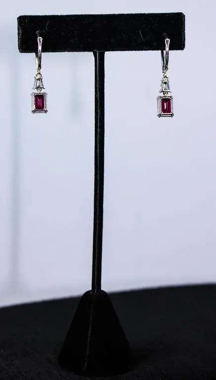 RUBY Trillion Diamond 14 Karat White Gold Drop Earrings