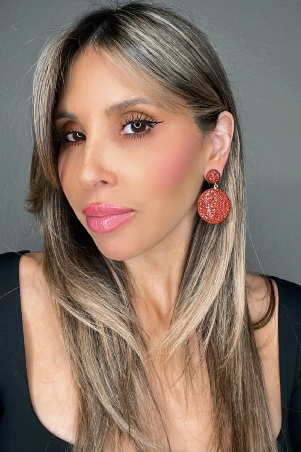 Rust Round Crystal Earring