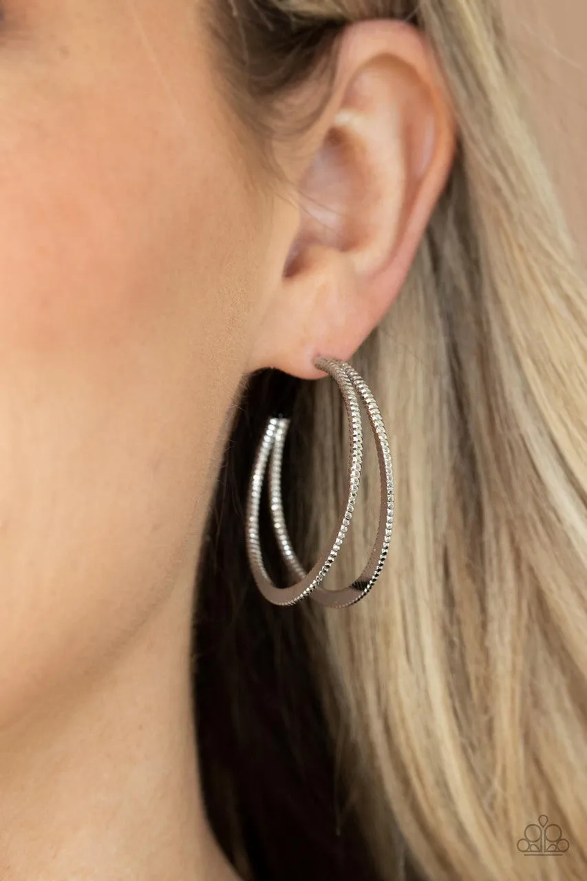 Rustic Curves Silver Paparazzi Earrings