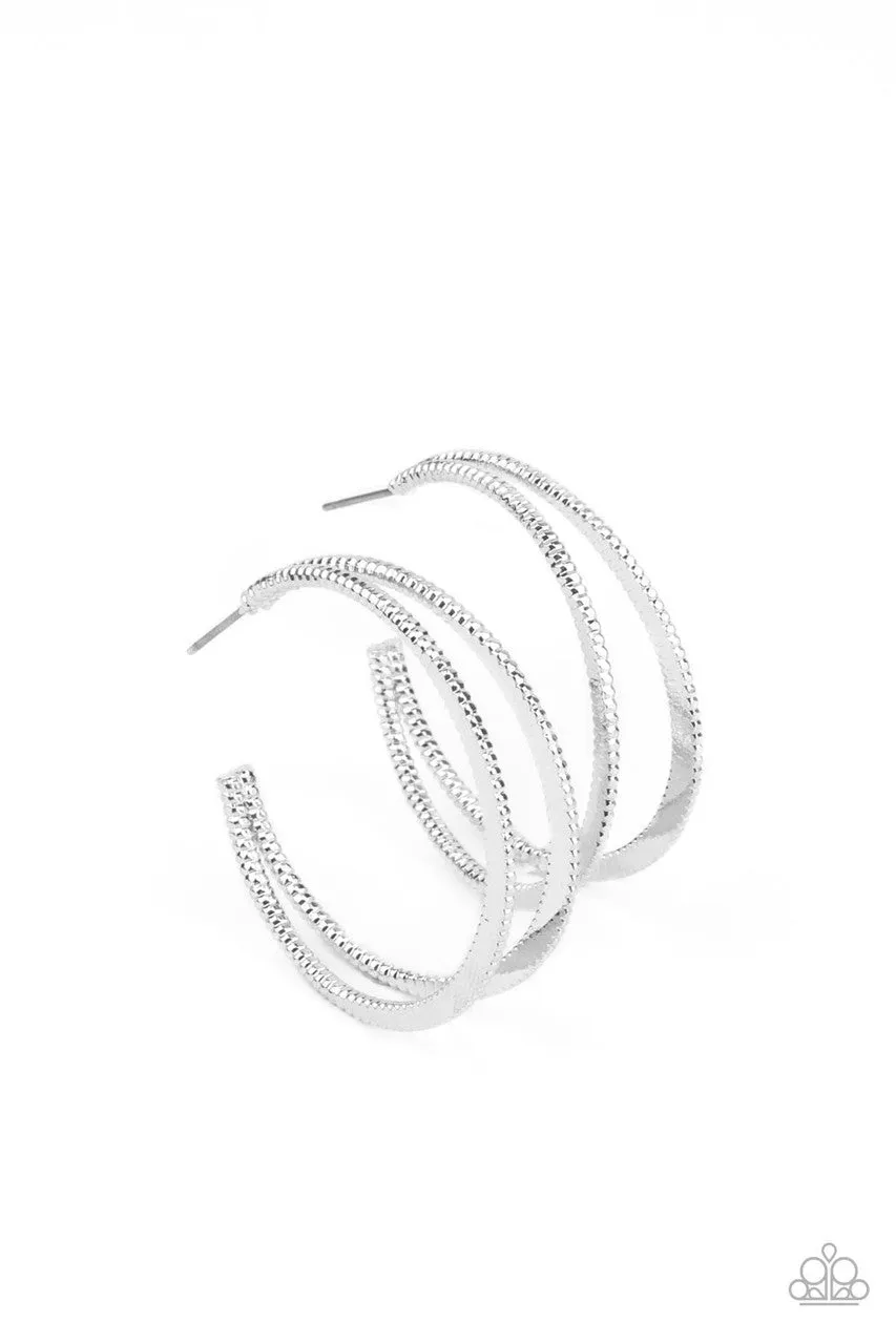Rustic Curves Silver Paparazzi Earrings