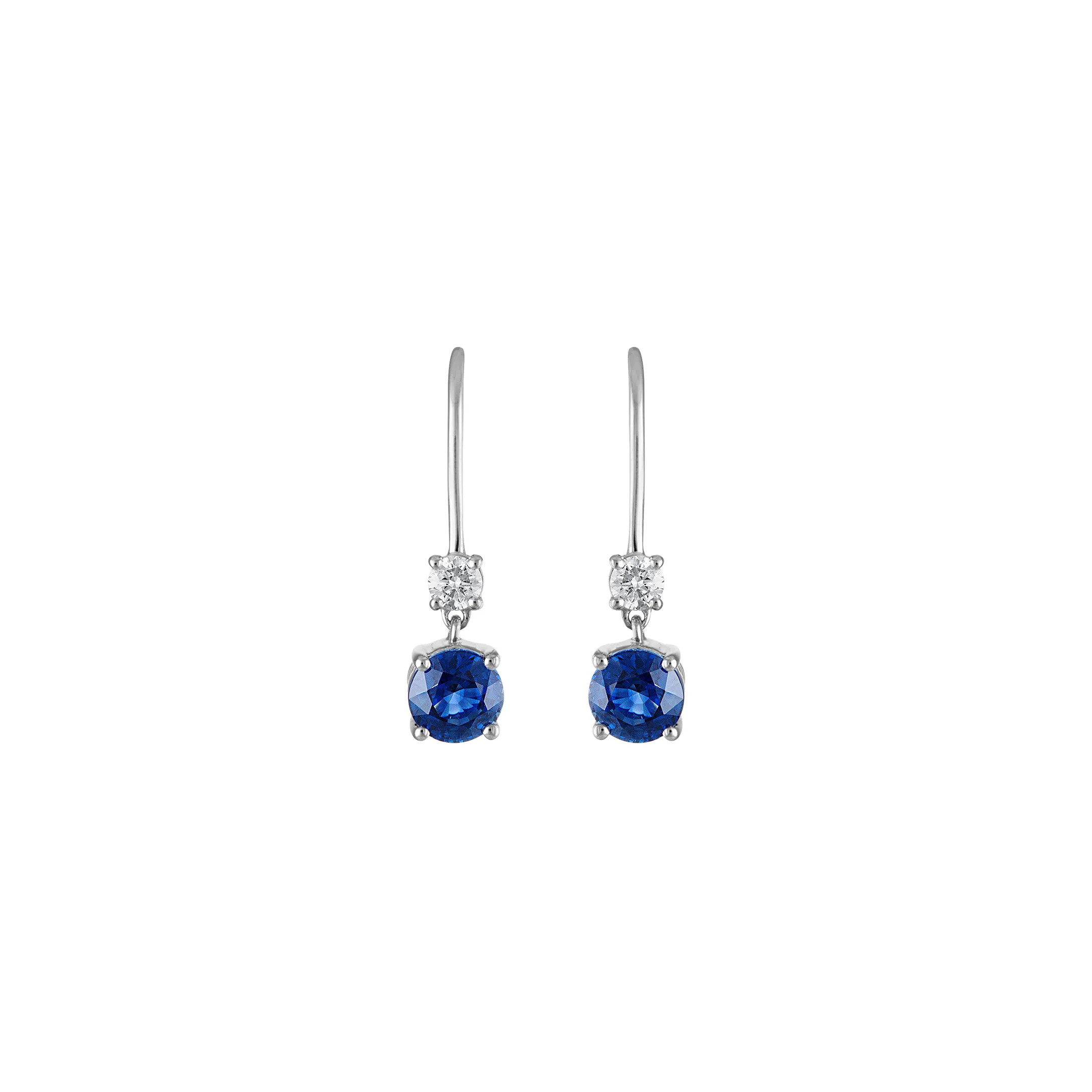 Sabel Collection White Gold Blue Sapphire and Diamond Drop Earrings