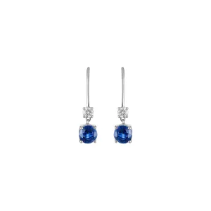 Sabel Collection White Gold Blue Sapphire and Diamond Drop Earrings