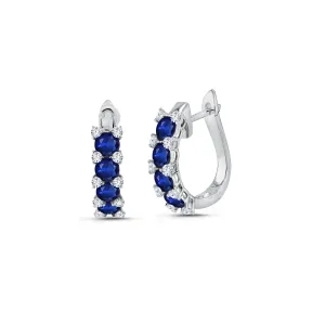 Sabel Collection White Gold Blue Sapphire and Diamond Earrings