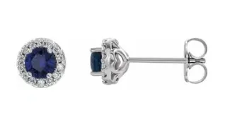Sapphire & Diamond Halo Earrings