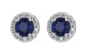 Sapphire & Diamond Halo Earrings