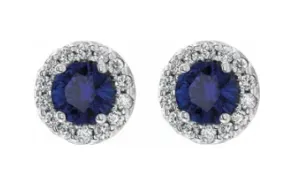 Sapphire & Diamond Halo Earrings