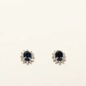 Sapphire & Diamond Stud Earrings | 1.00ctw | 0.12ctw |