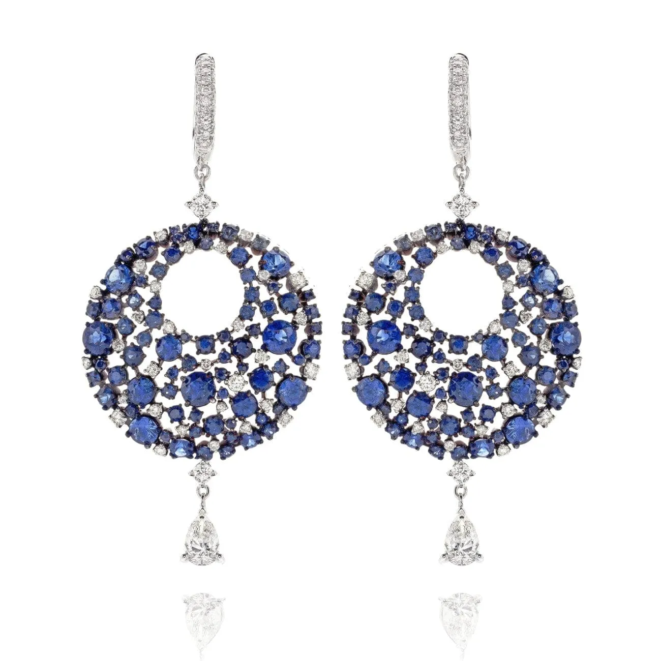 Sapphire and Diamond 18K White Gold Earrings