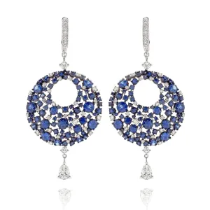 Sapphire and Diamond 18K White Gold Earrings
