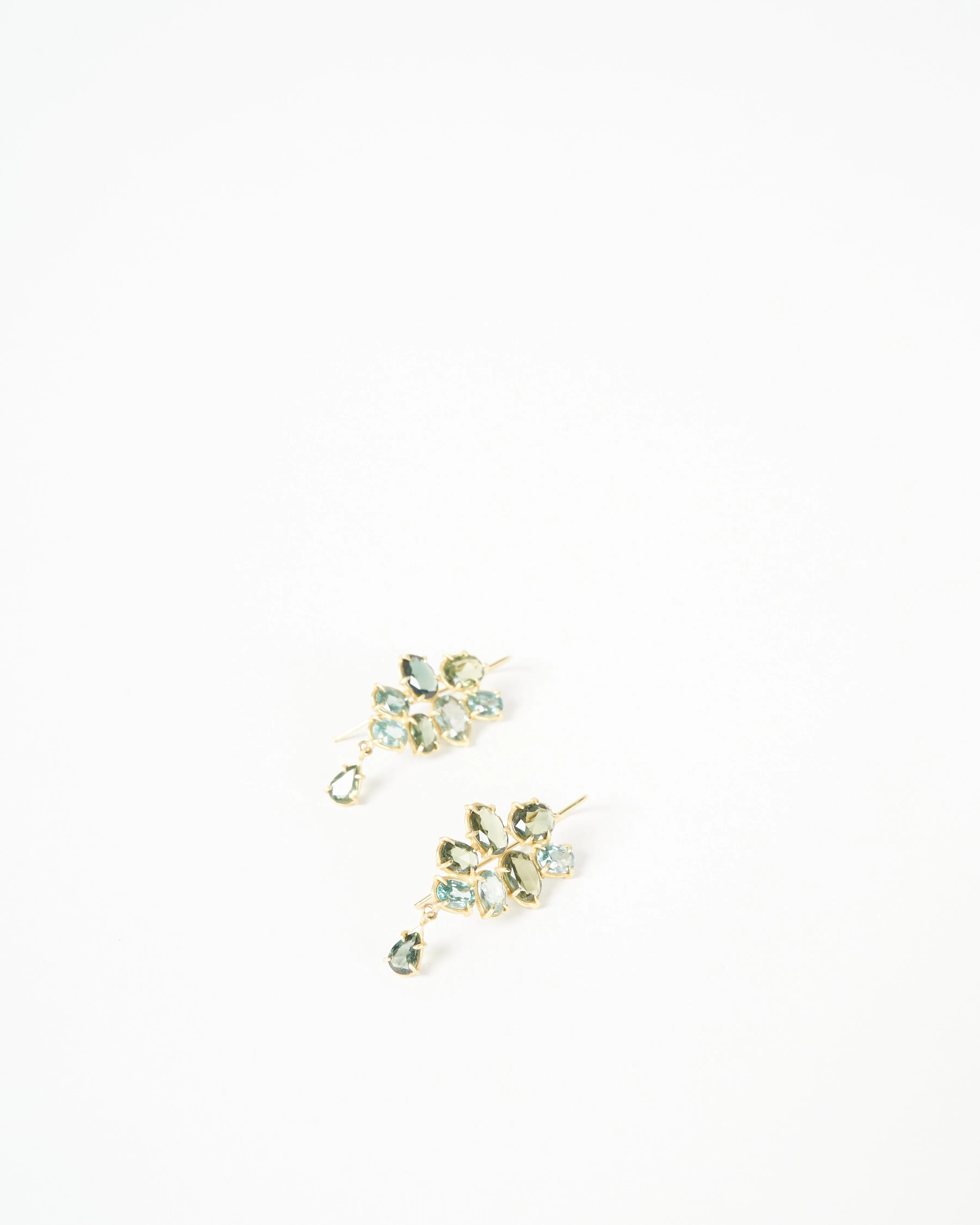 sapphire and tourmaline florette earrings - gold