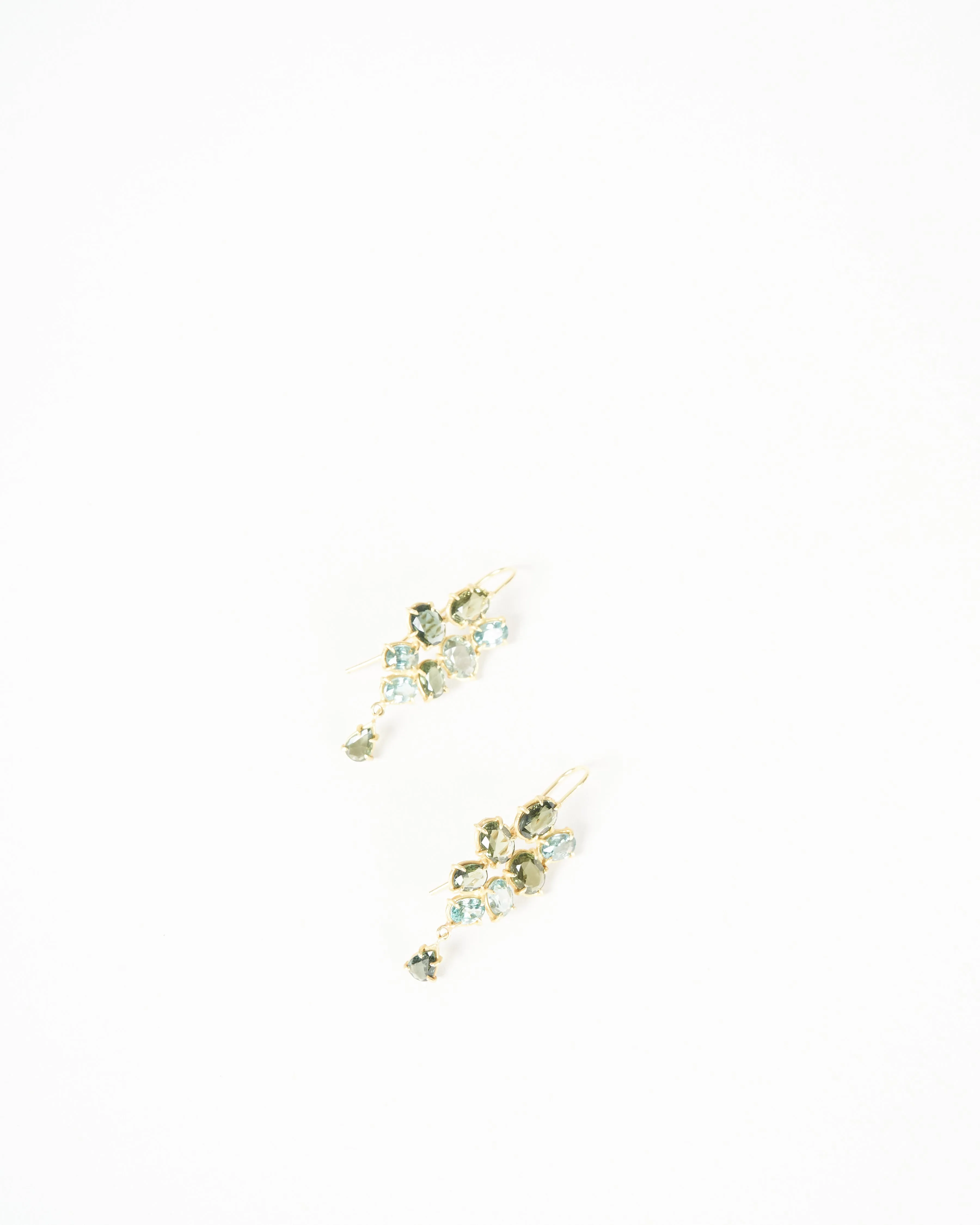 sapphire and tourmaline florette earrings - gold