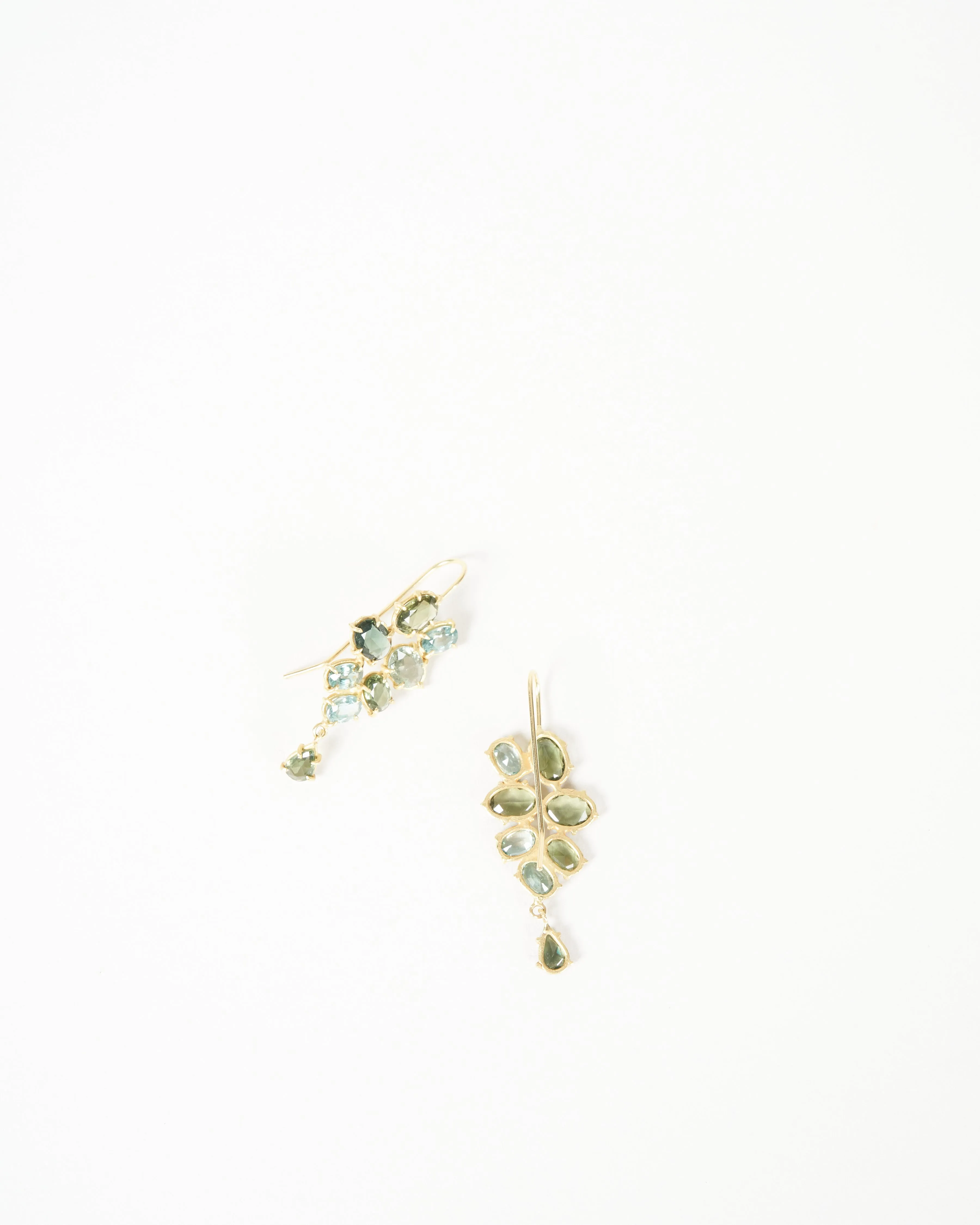 sapphire and tourmaline florette earrings - gold