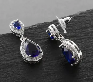 Sapphire Cubic Zirconia Teardrop Earrings