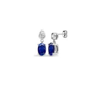 SAPPHIRE DROP EARRINGS IN 9K WHITE GOLD