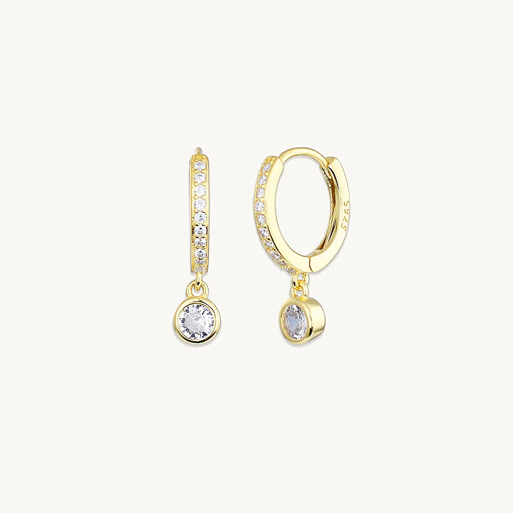 Sapphire Drop Hoop Earrings