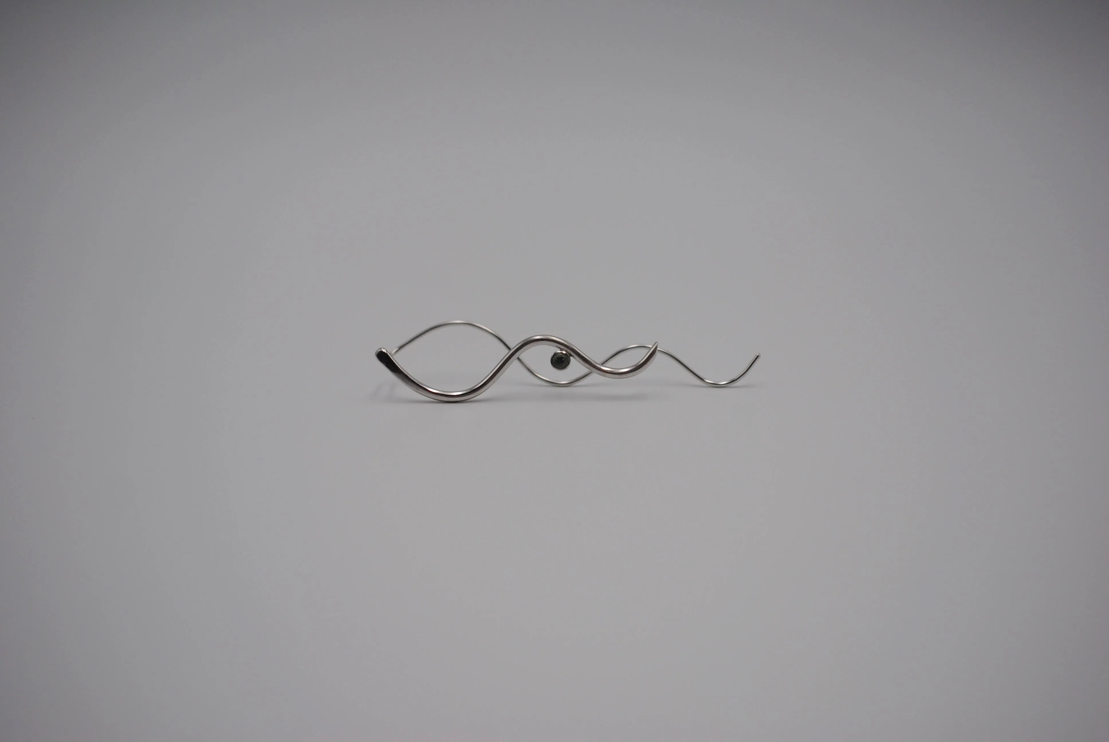 Sapphire Earrings: Infinity, Round Cut, Rhodium Finished