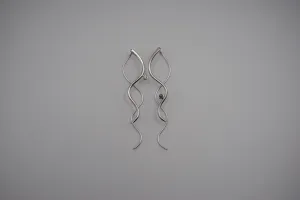 Sapphire Earrings: Infinity, Round Cut, Rhodium Finished