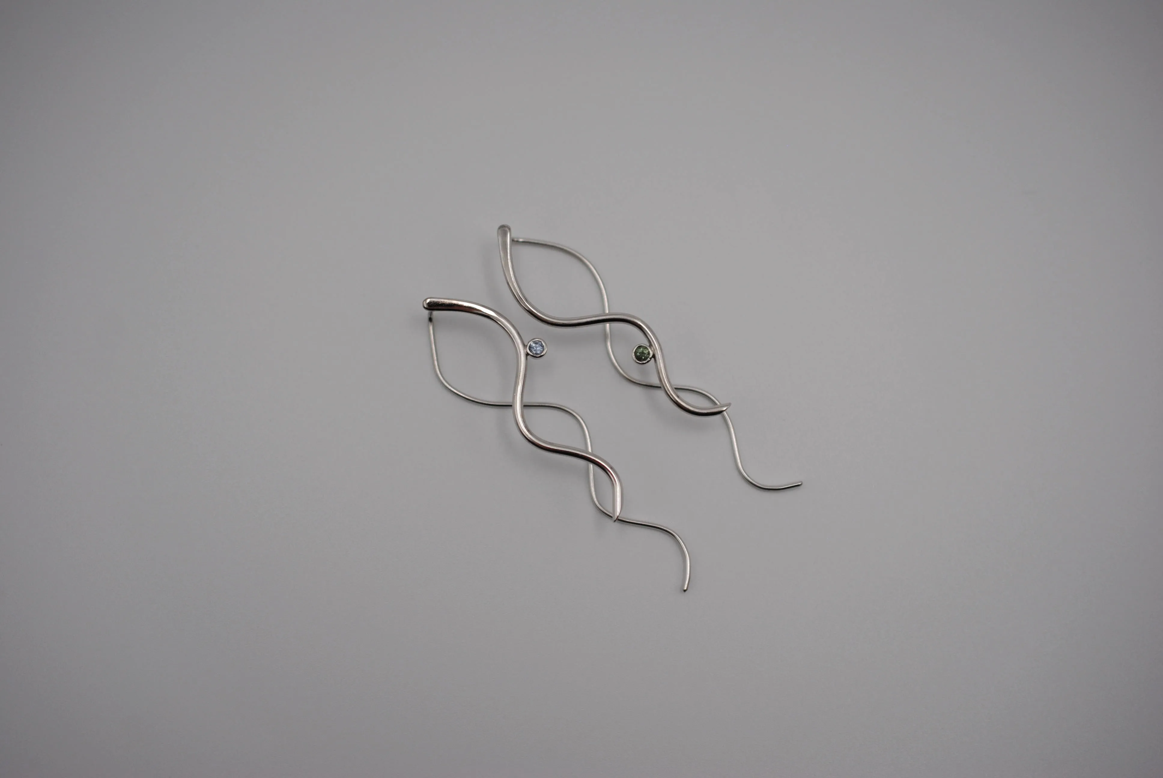 Sapphire Earrings: Infinity, Round Cut, Rhodium Finished