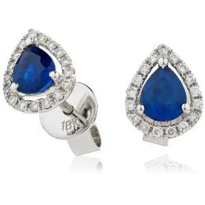 SAPPHIRE HALO STUD EARRINGS