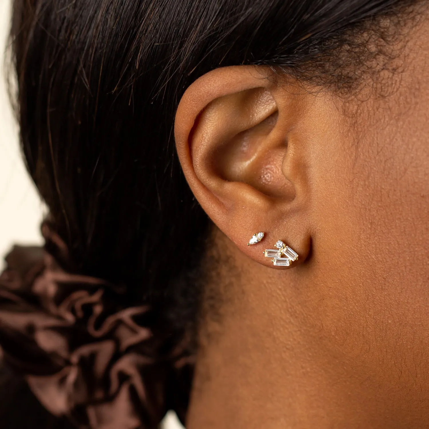 Scattered Baguette Stud Earring