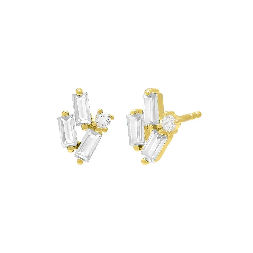 Scattered Baguette Stud Earring