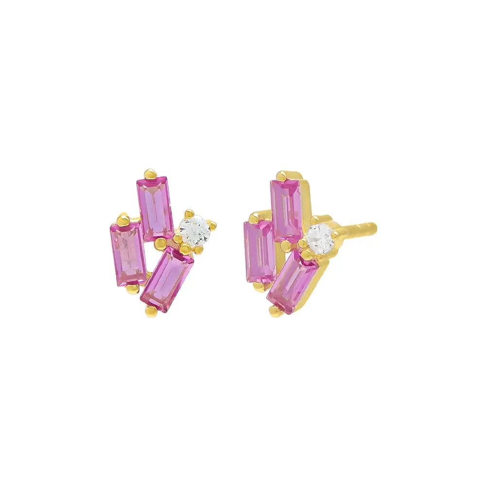 Scattered Baguette Stud Earring