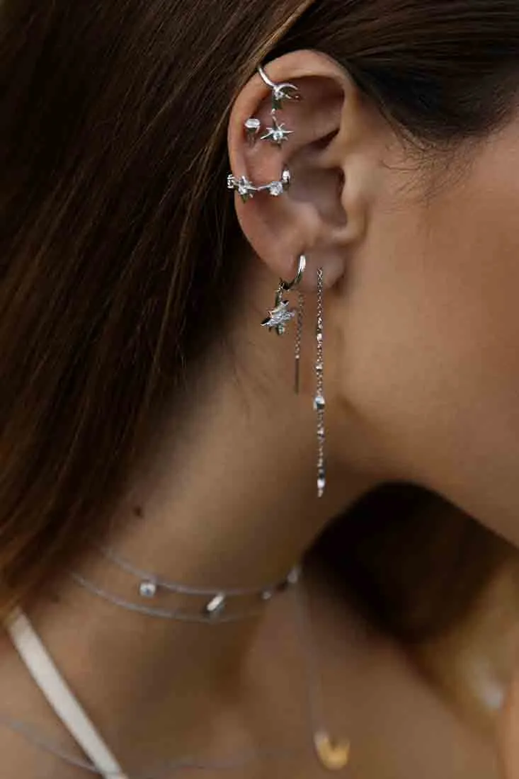 Selene Starlight Mini Hoops - Whitegold
