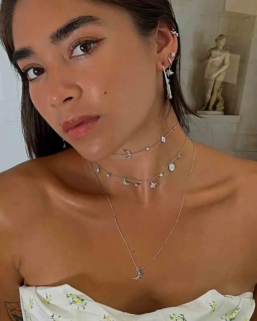 Selene Starlight Mini Hoops - Whitegold