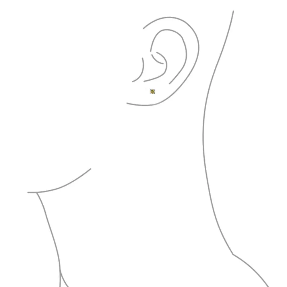 Set of 3 Tiny MultiColor CZ Stud Earrings Gold Plated Sterling Silver Screw Back