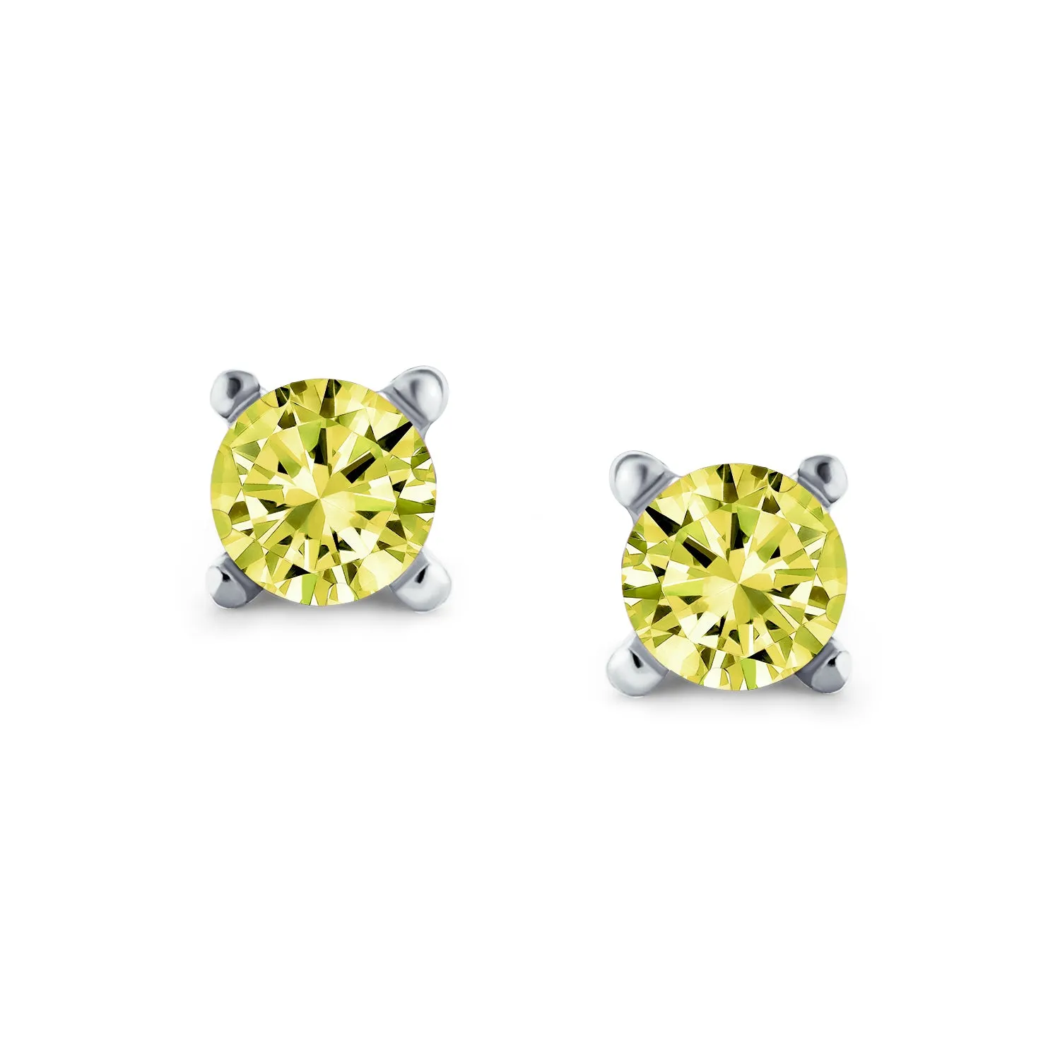 Set of 3 Tiny MultiColor CZ Stud Earrings Gold Plated Sterling Silver Screw Back