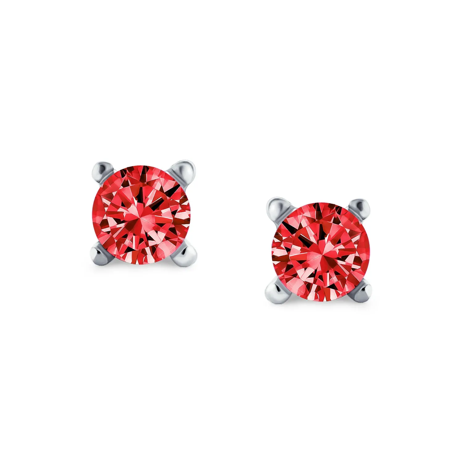 Set of 3 Tiny MultiColor CZ Stud Earrings Gold Plated Sterling Silver Screw Back