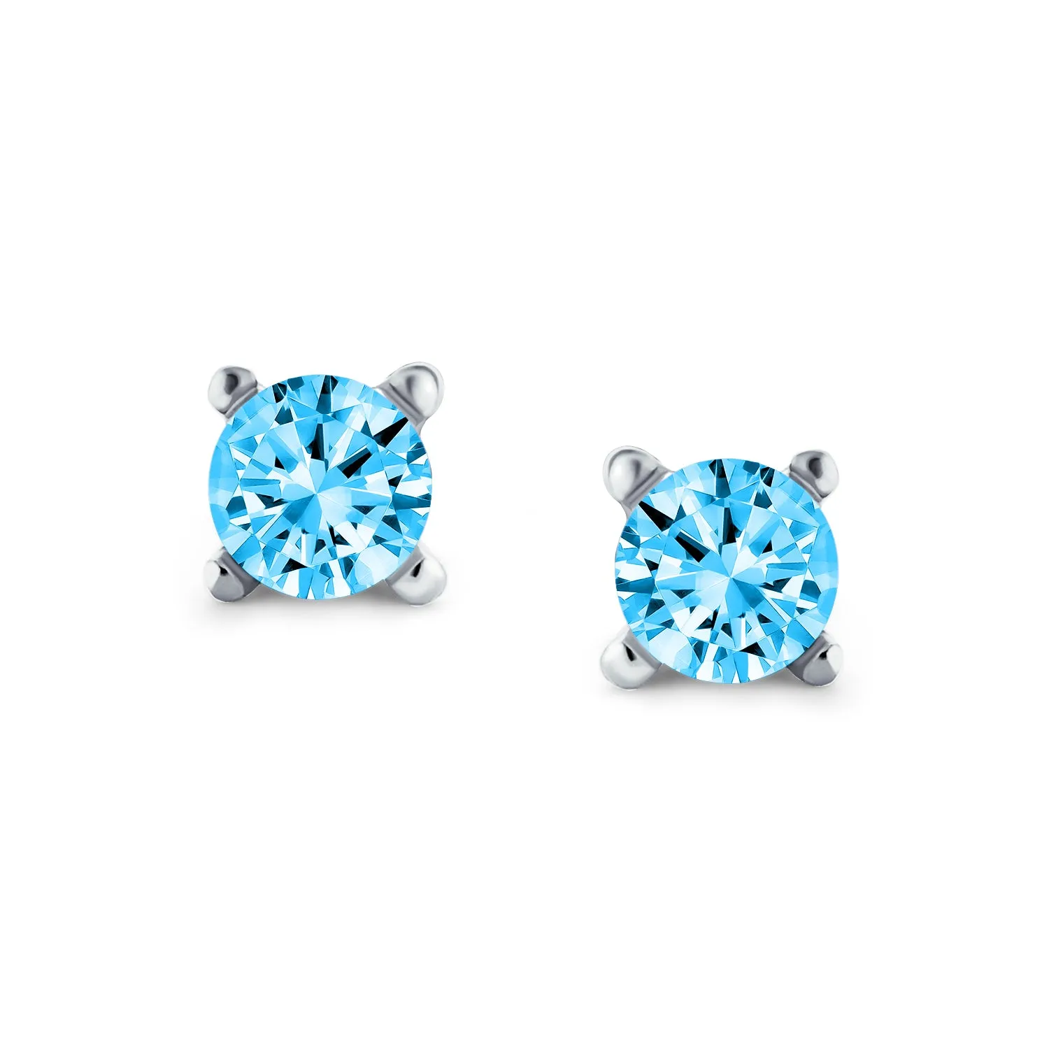 Set of 3 Tiny MultiColor CZ Stud Earrings Gold Plated Sterling Silver Screw Back