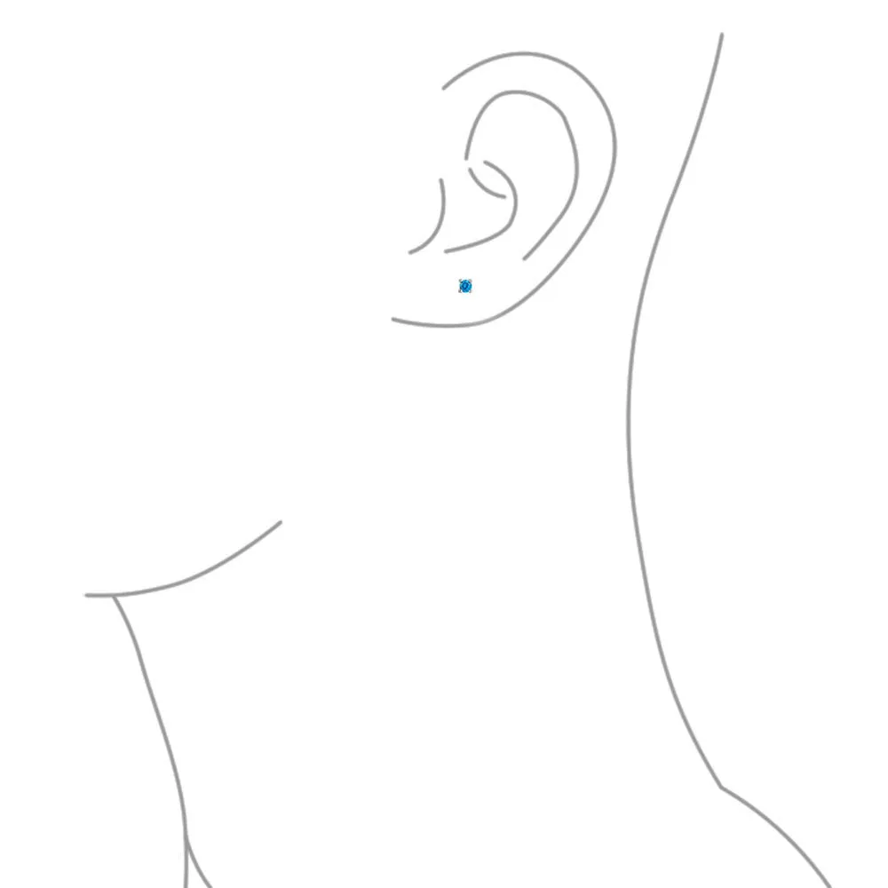 Set of 3 Tiny MultiColor CZ Stud Earrings Gold Plated Sterling Silver Screw Back