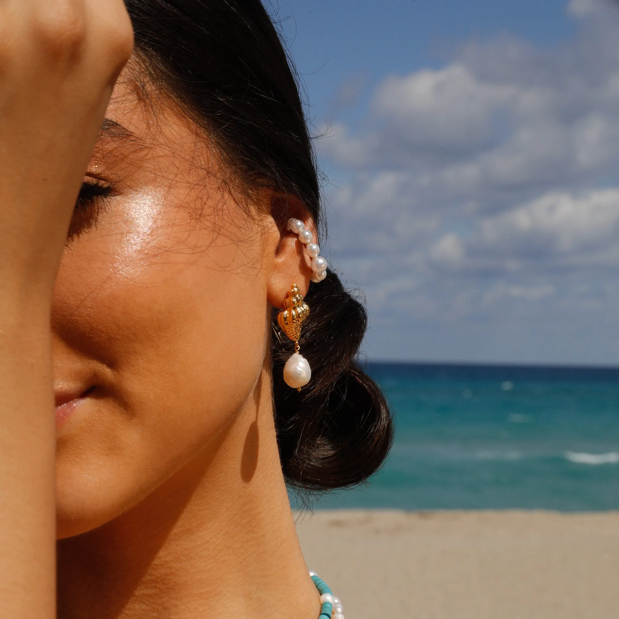 Shell Earrings With Pearls