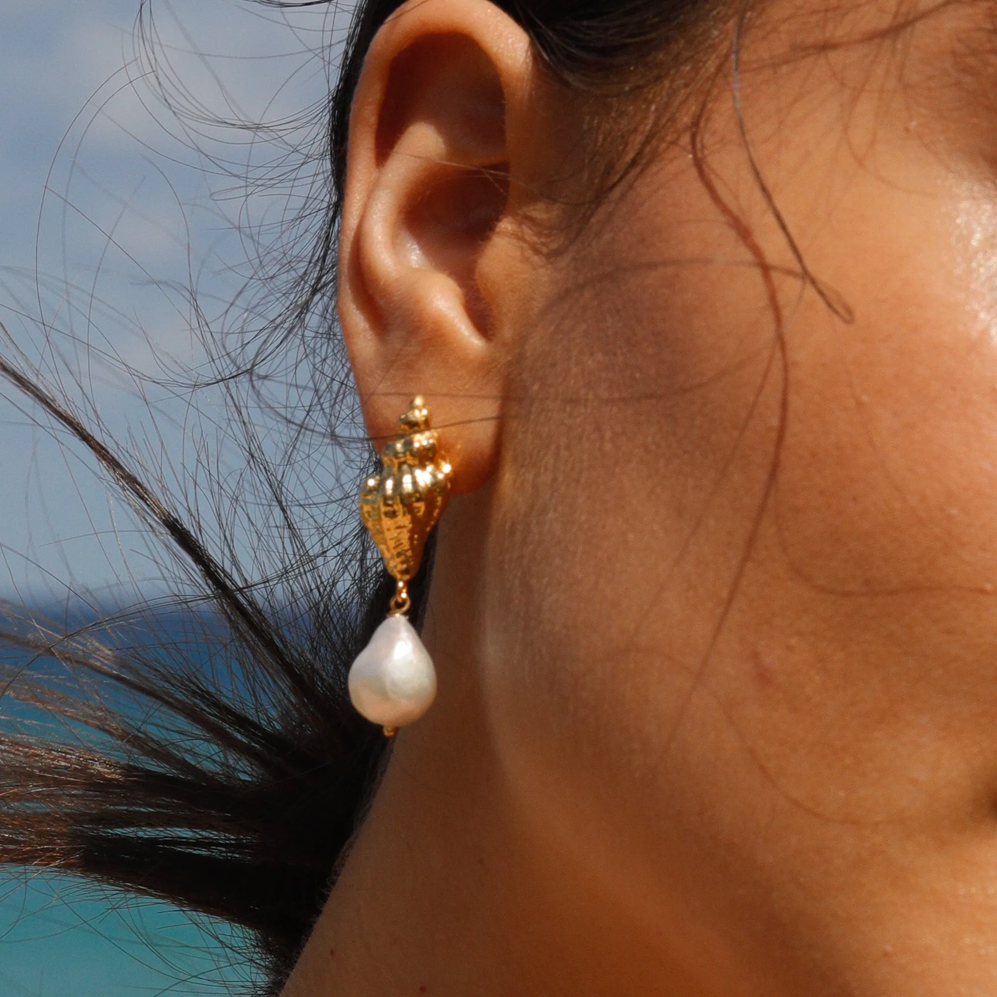 Shell Earrings With Pearls