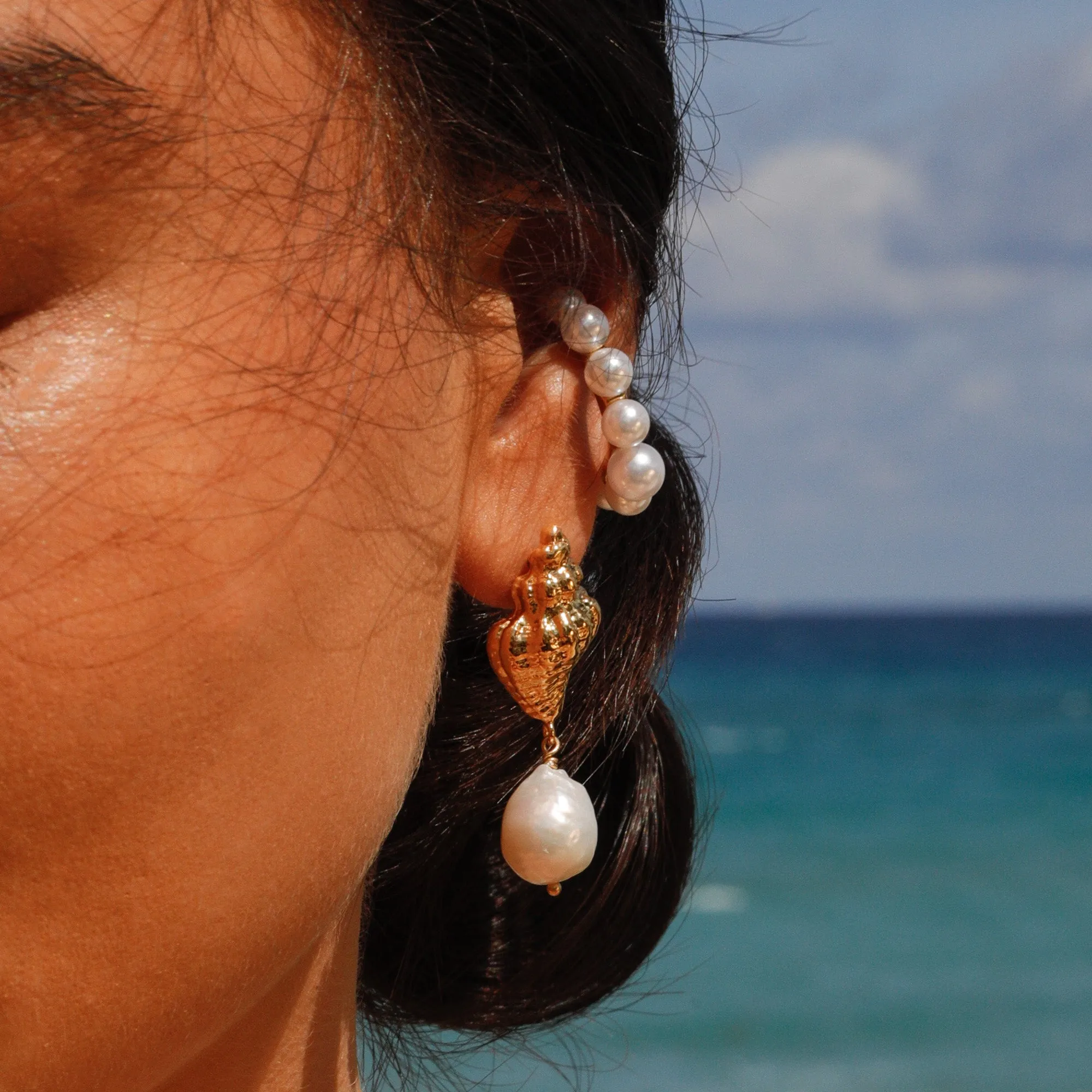 Shell Earrings With Pearls