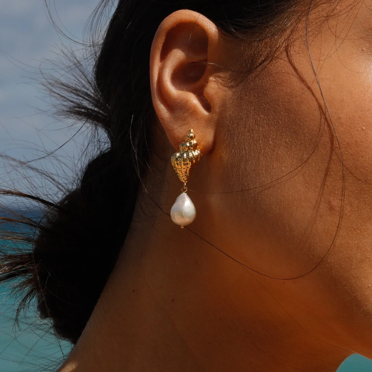 Shell Earrings With Pearls