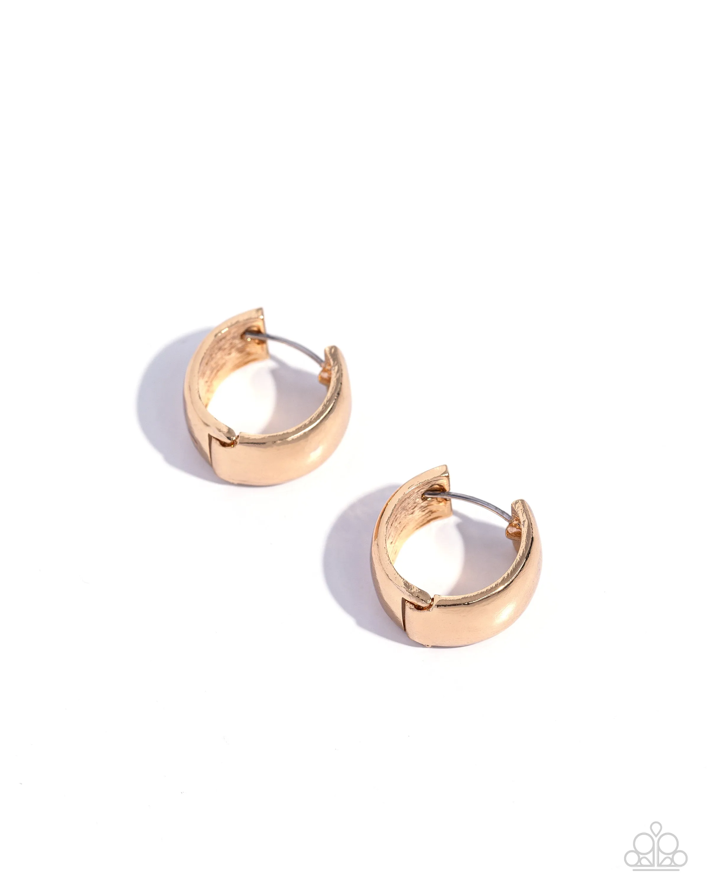 Signature Sheen - Gold - Thick Paparazzi Hinge Hoop Earrings
