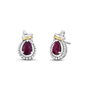 Silver & 18K Gold Prosecco Love Knot Ruby Earring
