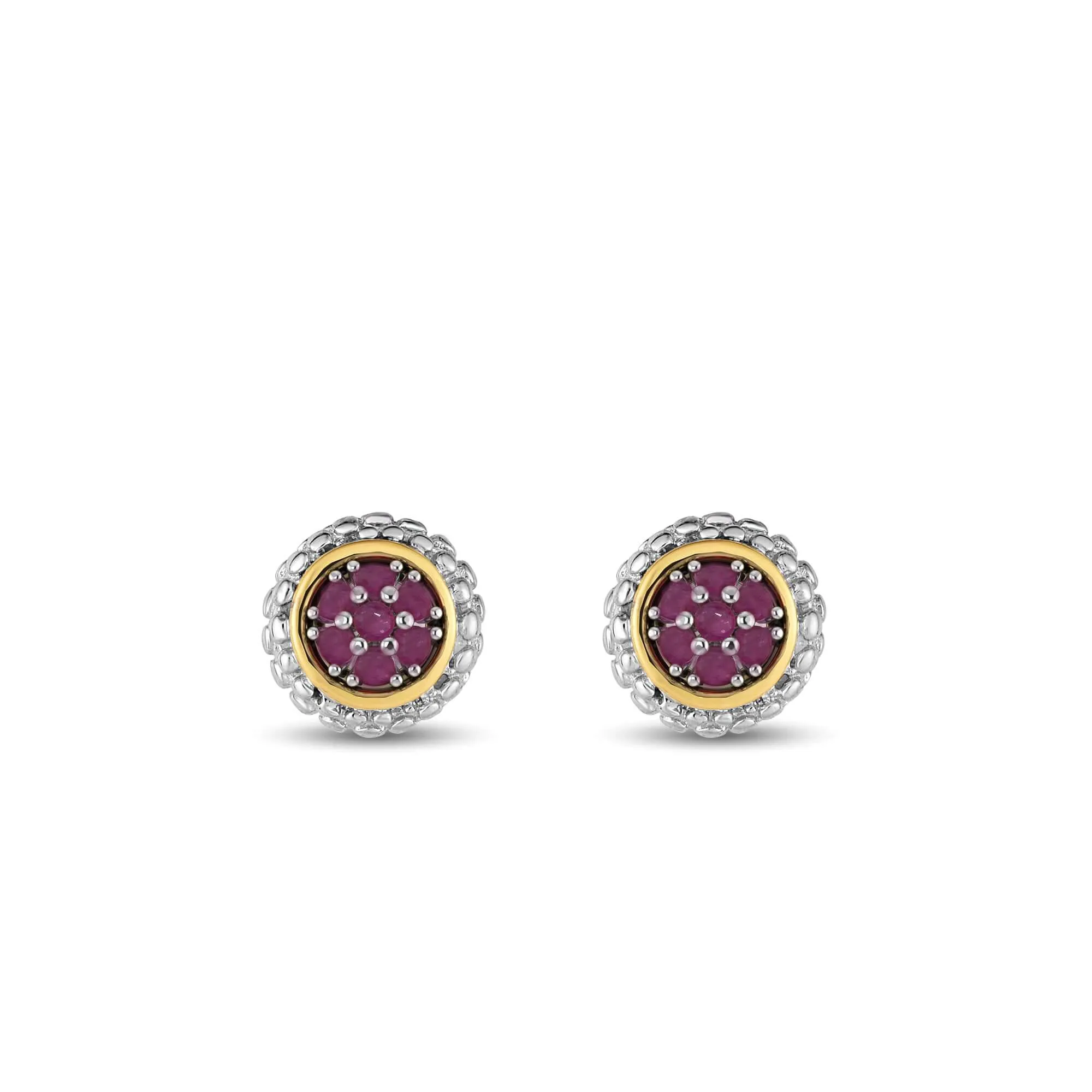 Silver & 18K Gold Prosecco Ruby Stud Earrings