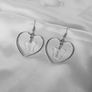 Silver Butterfly Heart Hoop Earrings -Butterfly Earrings,Lightweight Hoop Earrings,Heart Earrings,Silver Earrings,Silver Jewellery In The UK