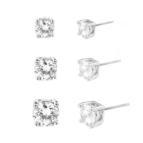 SILVER-CLEAR EARRINGS  #E8655_S(SZ6-7-8)SIL